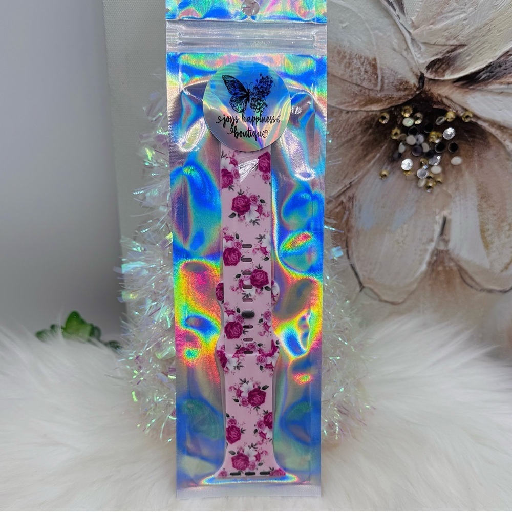 New Pink Roses Floral Design Apple Watch Bands 38mm 40mm 41mm